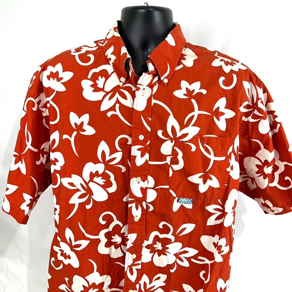 Tommy‎ Hilfiger Orange and White Floral Print Shirt Hawaiian